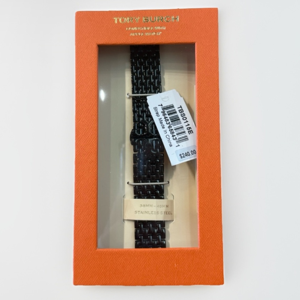 Tory Burch Black Stainless Steel Watch Band 38-45mm